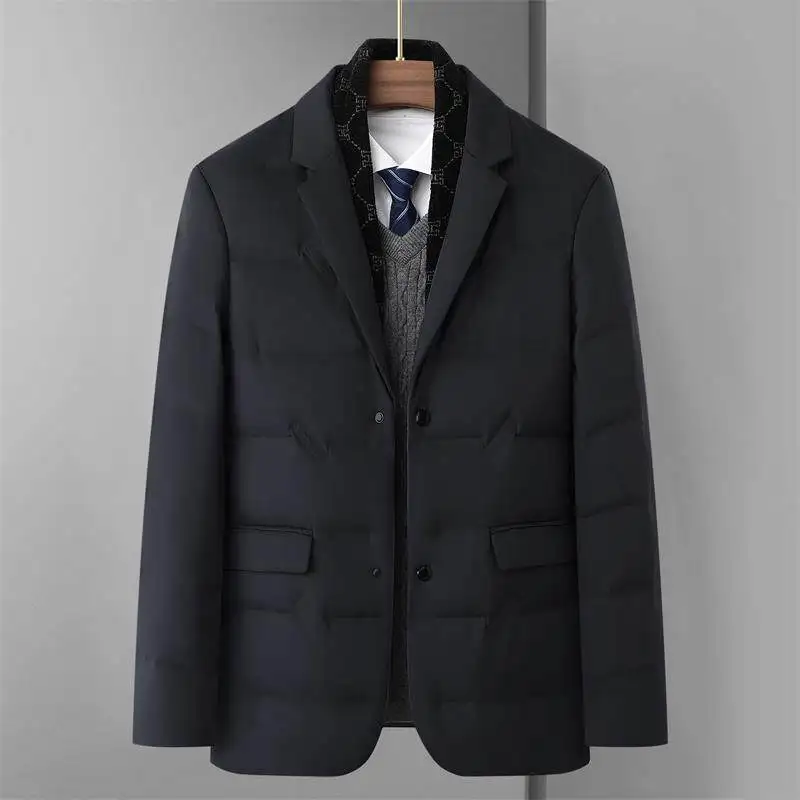 Men's down jacket scarf collar down jacket middle-aged dad middle-aged suit plus fat M-6XL high quality fashion coat