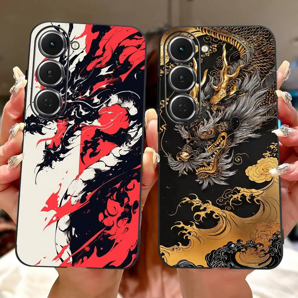 Cool Dragon Tiger Painted Soft Silicone TPU Phone Case for Tecno Spark 40 Series