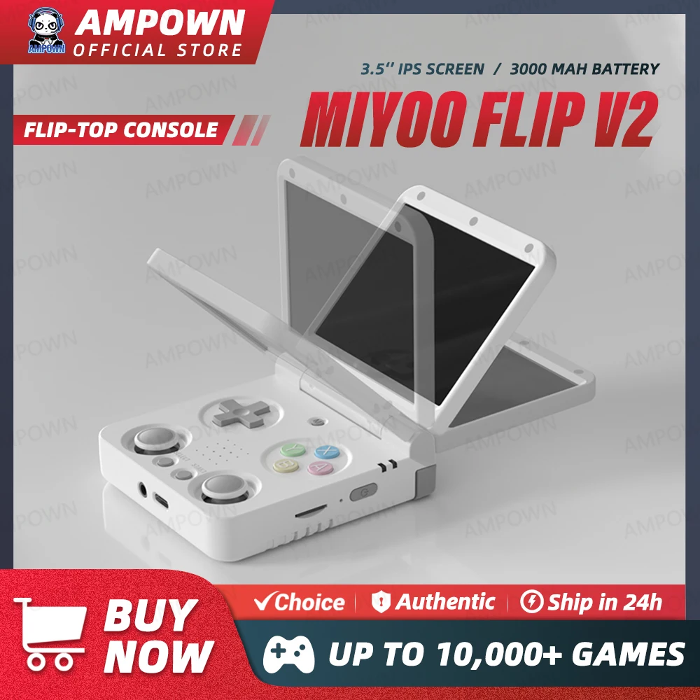 MIYOO FLIP V2 Handheld Game Console 3.5'' IPS Screen Linux OS Onion OS Retro Video Game Consoles Free Storage Bag Player Gifts