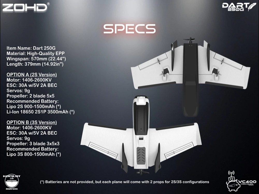 ZOHD Dart250G 570 mm Spannweite Sub-250 Gramm Sweep Forward Wing AIO EPP FPV RC Flugzeug Drohne PNP/FPV Ready Version – Detail 5