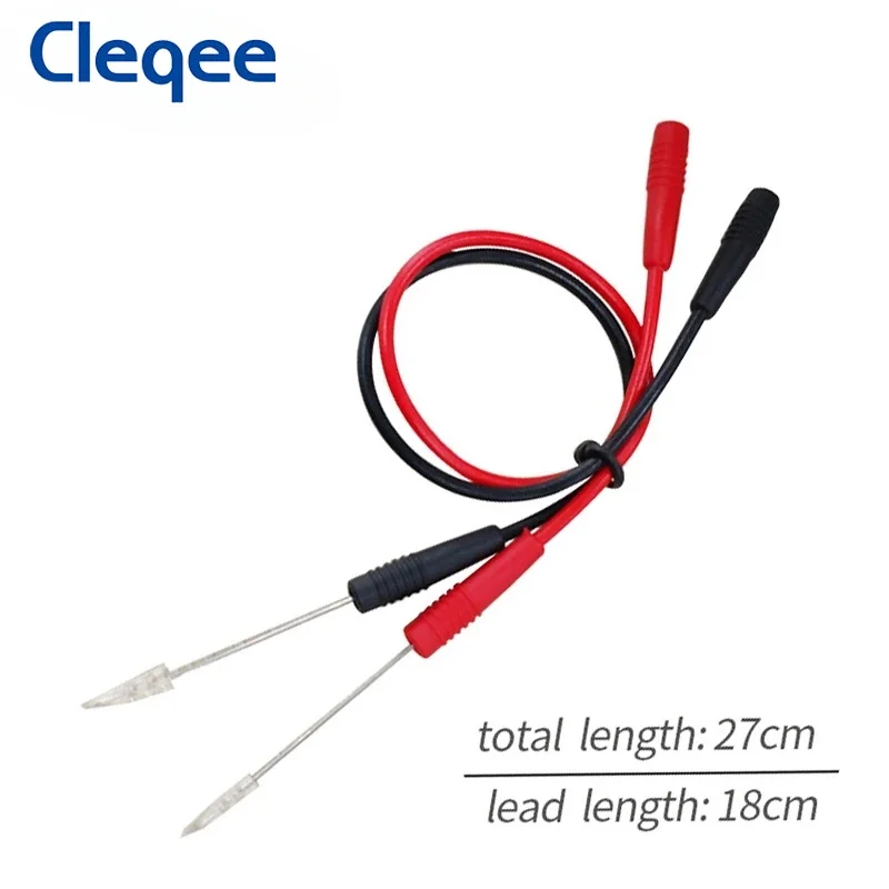 2pcs 0.7mm Test Probe Cables Sharp Puncture Needles Pin Wires 2mm Inner-spring Socket Elactrical Testing