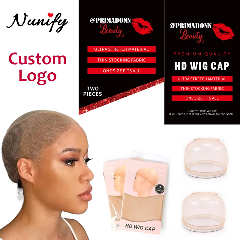 

Personalized Paper Packaging Of Invisible Wig Caps With Logo Private Label Packaging Mesh Lace Hd Hairnets 100/200Pcs Nylon Cap
