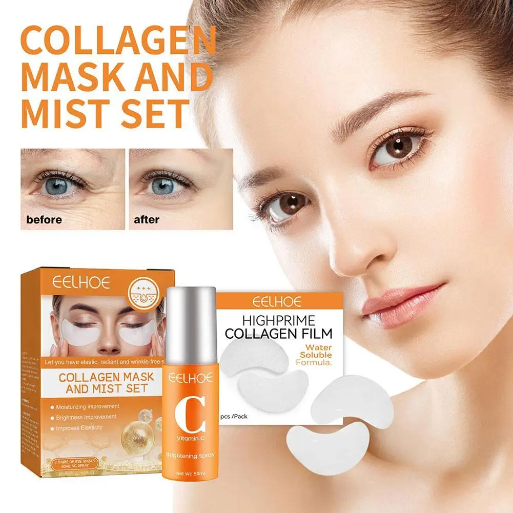 

Eye Mask Collagen Film & Vitamin C Mist Kit Collagen Soluble Moisturzing Brightness Improvement