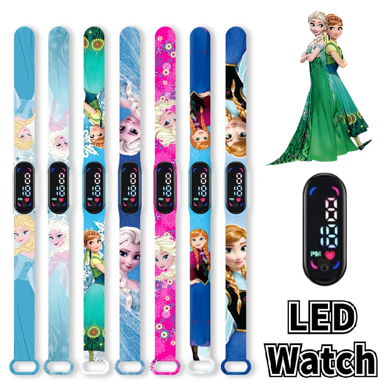 Disney Frozen Children's Digital Watch Cartoon Action Figure Anna Elsa LED Touch Waterproof Electronic Kids Watch Birthday Gifts new pokemon electronic watch mewtwo cartoon digital electronic waterproof led watch wristband children s toy birthday gift