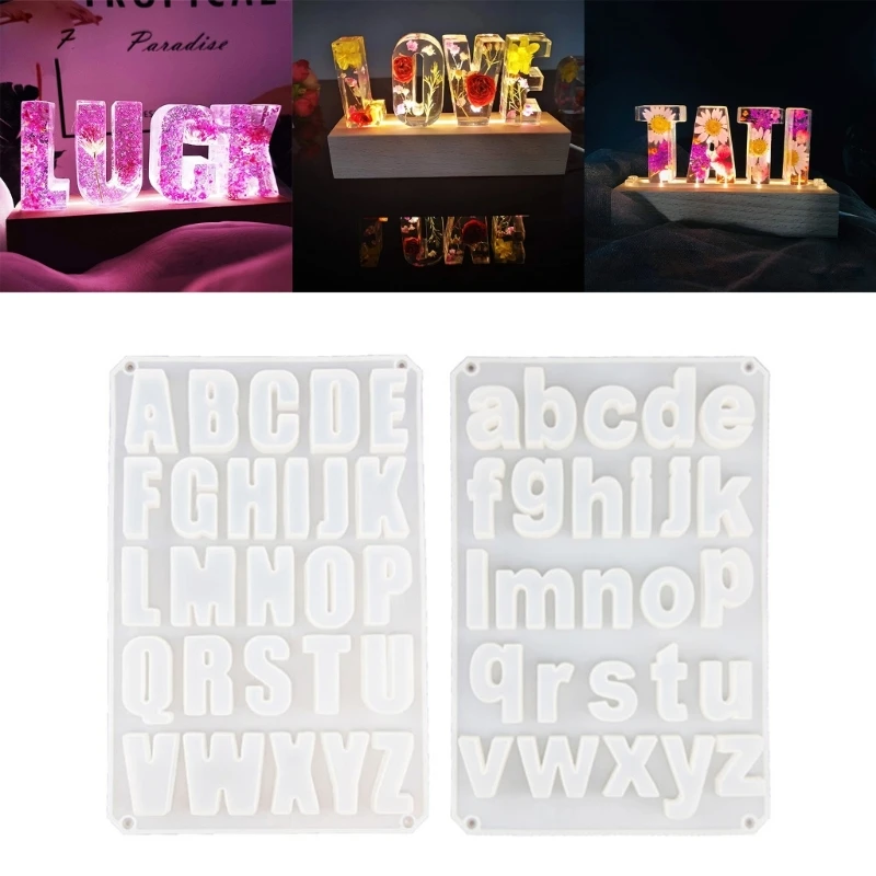 

2Pcs Uppercase Lowercase Letters Epoxy Casting Mold Keychain Pendant UV Resin Silicone Mold Jewelry Making Tools Festival Gifts