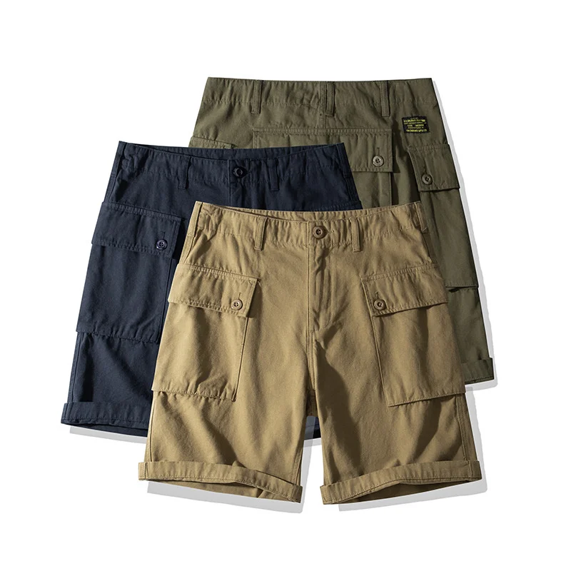 

OKONKWO Soft Canvas Multi Pocket Work Shorts P44 USMC Split Mid Pants Military Outdoor Trekking Hiking Sports Camping Breeches