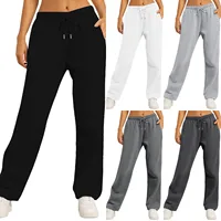 Women’s Fleece Lined Sweatpants Wide Straight Leg Pants Bottom Sweatpants Joggers Pants Workout High Waisted Pants With Pockets 2