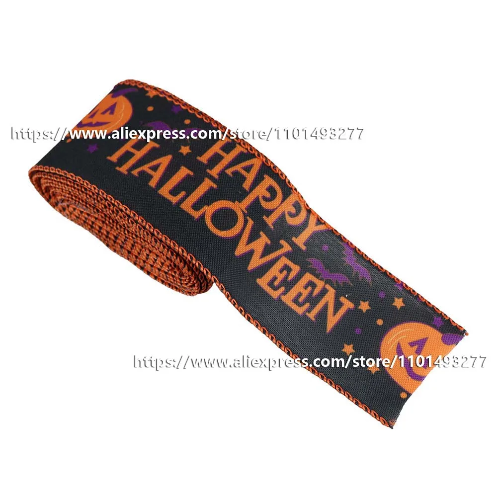 6.3cm Halloween Ribbon Wired Edge Ribbon For Party Gift Packaging Decoration DIY Crafts