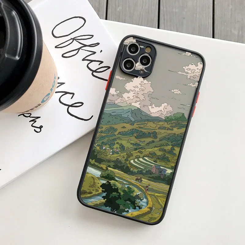 Japanische Anime-Landschafts-Handyhülle für iPhone X XR XS 17 16 12 13 14 11 15 Pro Max Mini Plus Cartoon-Szenario-Cover Fundas – Detail 11