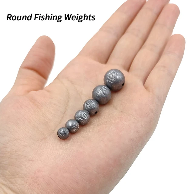 10-60Pcs Fishing Weights Lead Round Ball Sinkers For Bass Trout