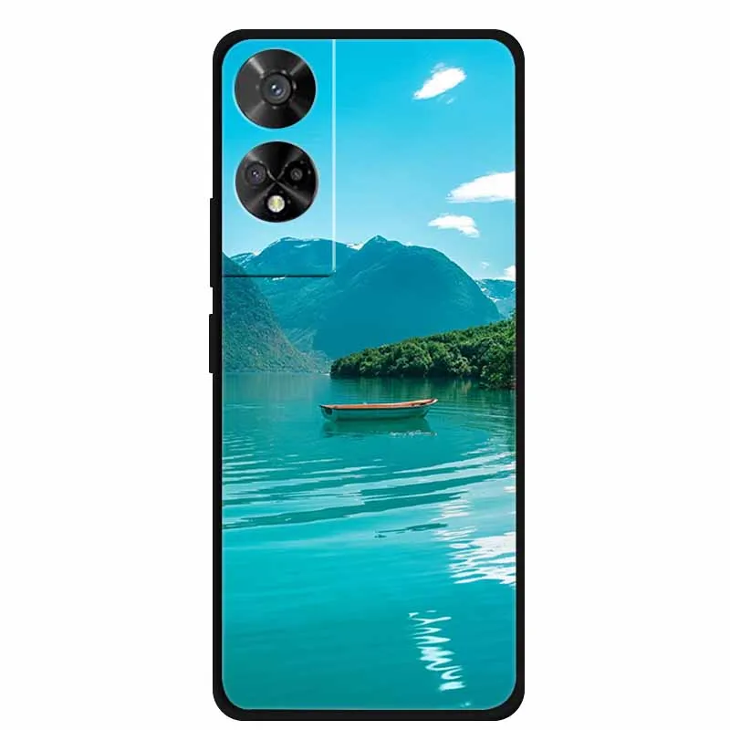 Lovely TPU Soft Silicone Painted Cat Phone Back Cover - 6.78  Coque