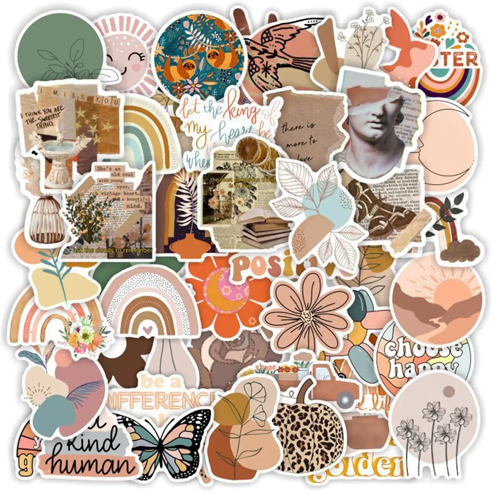 50pcs/pack Retro Art Graffiti Stickers Aesthetic Cartoon Decals Laptop Luggage Skateboard Phone Sticker Kids Toys