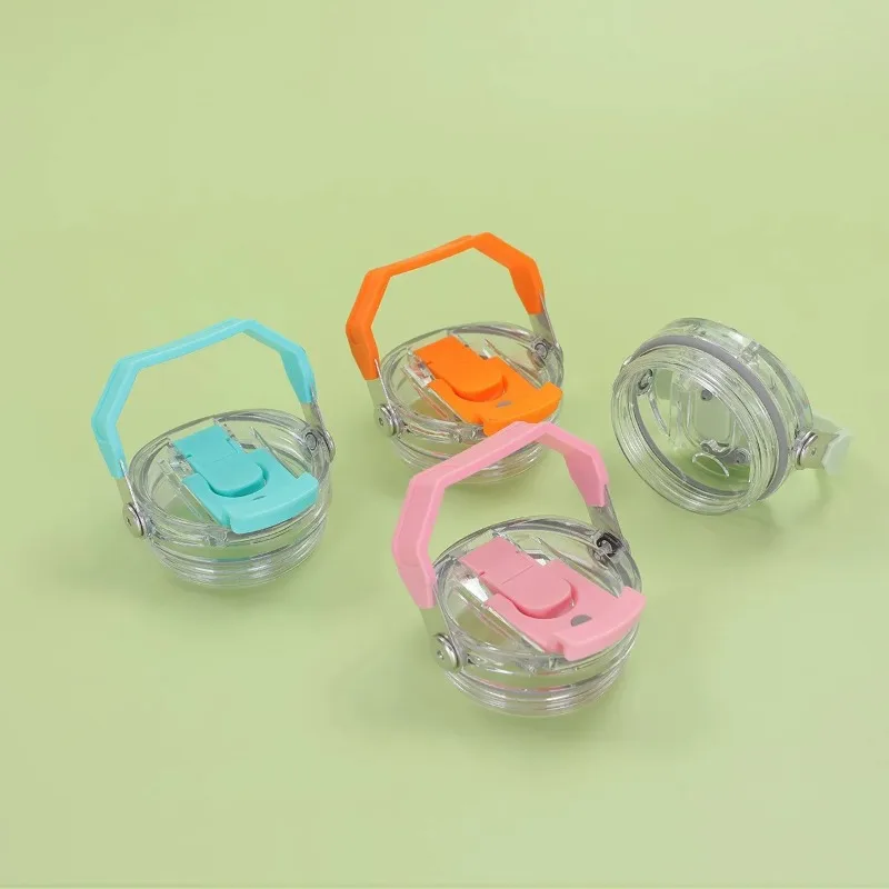 Double Cup Drinking Lid Sealed Leak Proof Portable Handle Lid Transparent High Appearance Insulated Cup Lid  Convenient