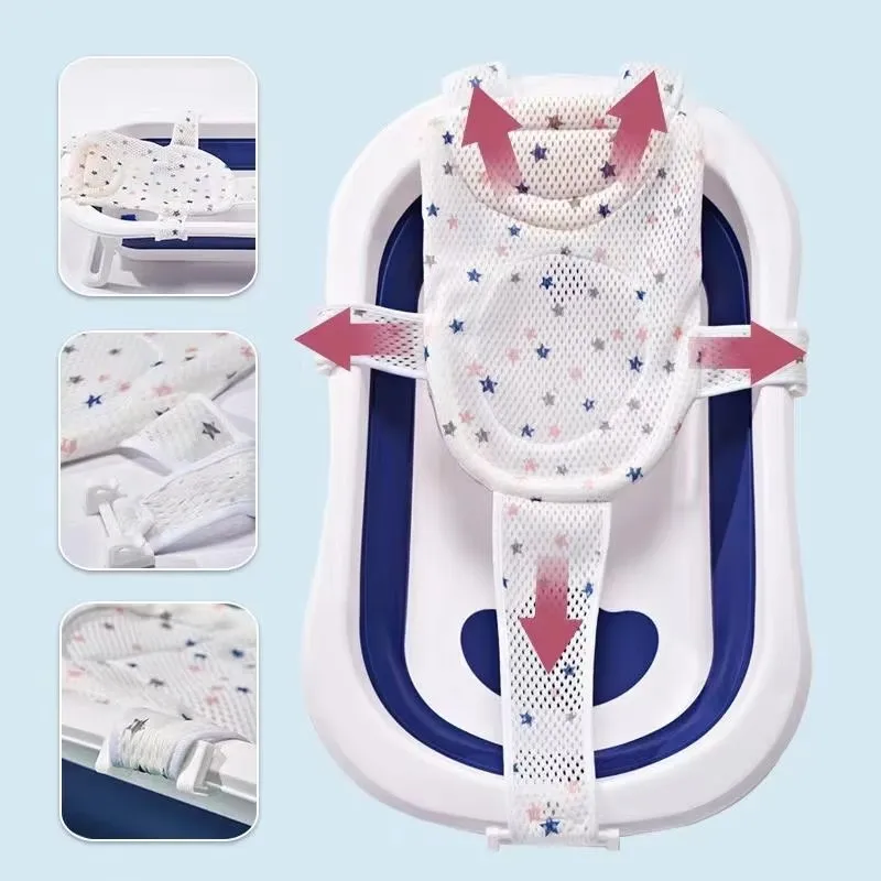 Baby Bath Net Mat Children Newborn Adjustable Bathtub Pillow Seat Cushion Cross-shaped Anti-slip Bathtub Shower Cradle Bed Seat