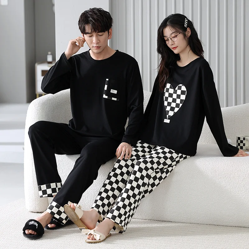 Couple Spring Cartoon Pajamas Long Sleeve Cotton Hoodie Men Women Cute Breathable Home Clothes Autumn and Winter_voghion.com