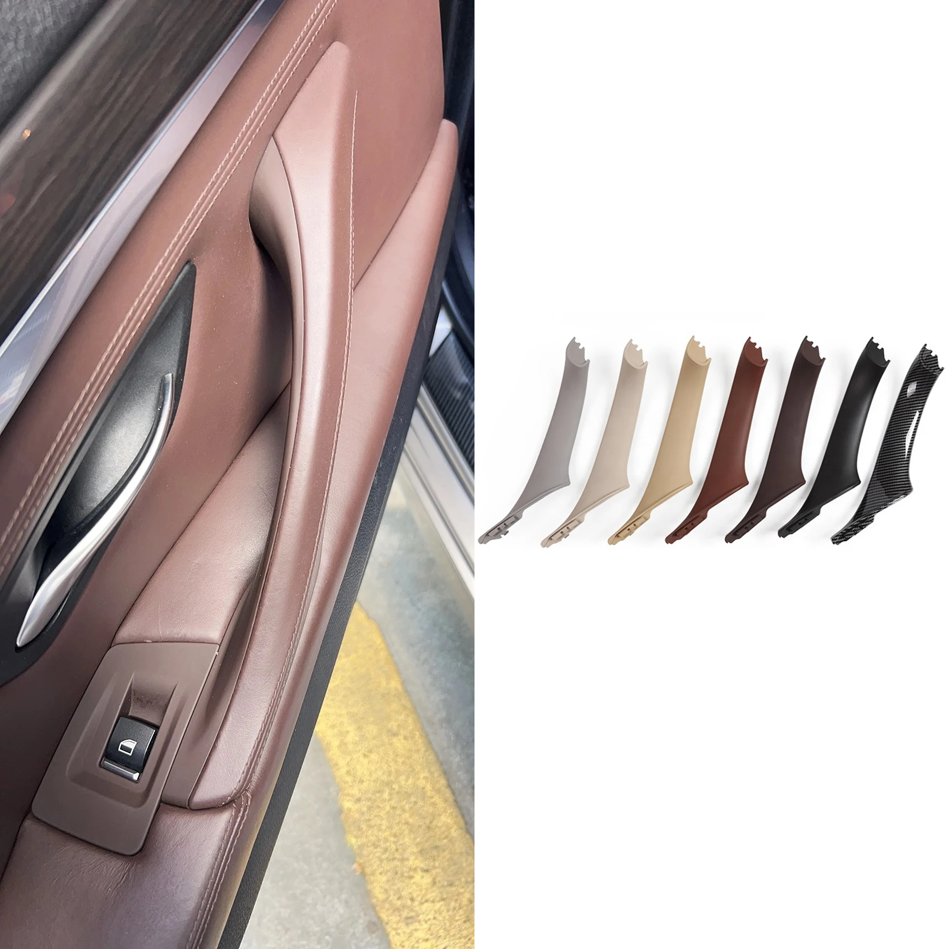 BMW 5 시리즈 F10 F11 523 525 528용 F10 F11 ABS 교체용 승객석 좌측/우측 베이지/블랙 카본 파이버 자동차 내부 도어 핸들