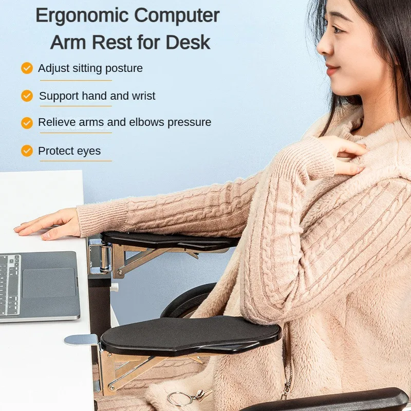 

Ergonomic Arm Support Pad for Desk, Adjustable Arm Rest Extender Desk Pad Rotating Wrist Rest Clamp-On Desk Hand Rest for Office