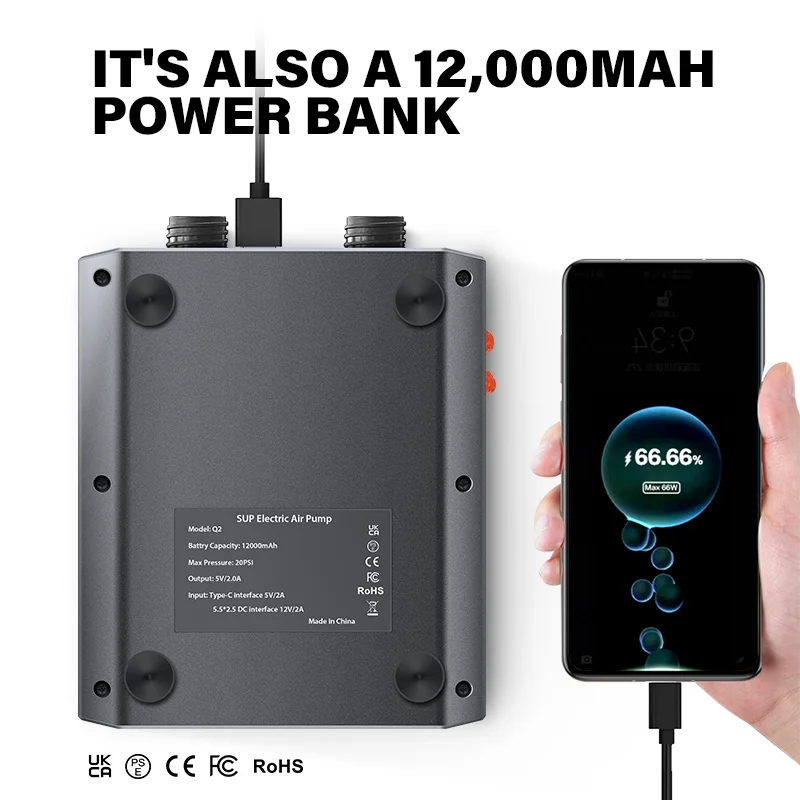 CYCLAMI 20PSI SUP Electric Pump Rechargeable 12000mAh