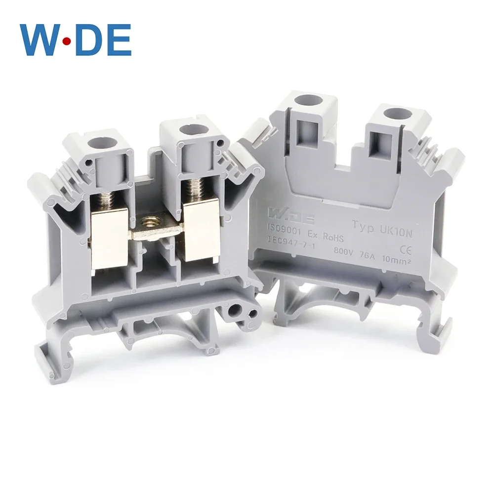 Wire Connectors 10pcs UK-10N Din Rail Terminal Block Universal Wiring Class Connector Screw Conductor UK10N Screw Connection Wire Conductor