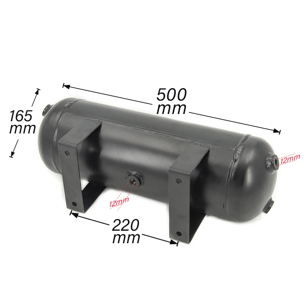 Air Tank 3 Gallon Aluminum Air Cylinder Pneumatic Suspension System Tunning Vehicle Parts 1/4NPT Holes Universal