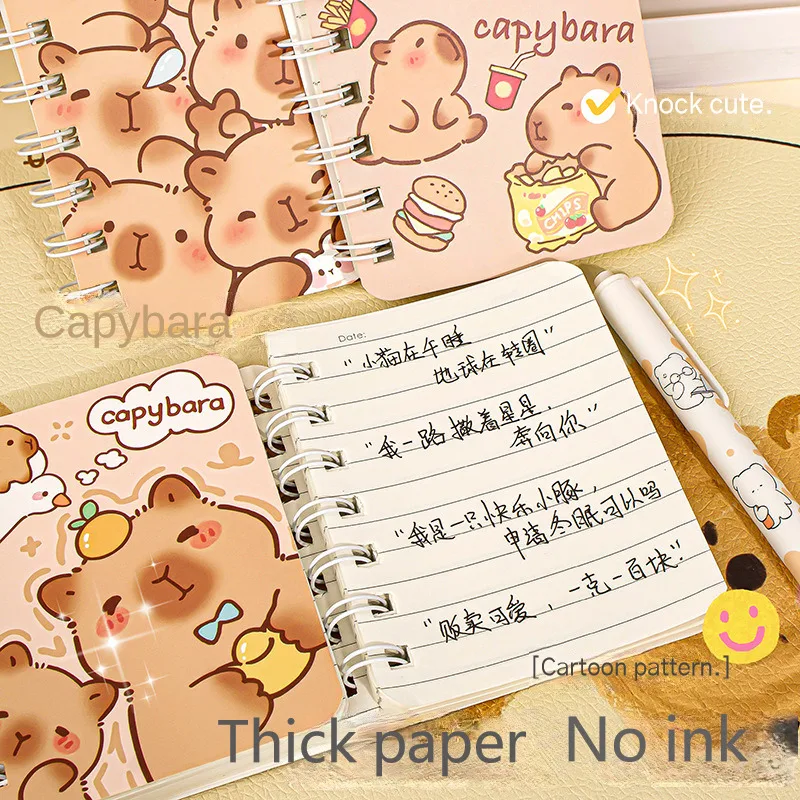 Cute Cartoon Capybara A7 Coil Notebook 80Page Horizontal Line Paper Mini Book Journal Planer School Office Kawaii Stationery student notebook bullet journal notebook
