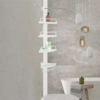 Bathroom Corner Shower Caddy Tension Pole Rust Proof Telescopic Rod 4 Tier Storage Rack Shower Organizer 1