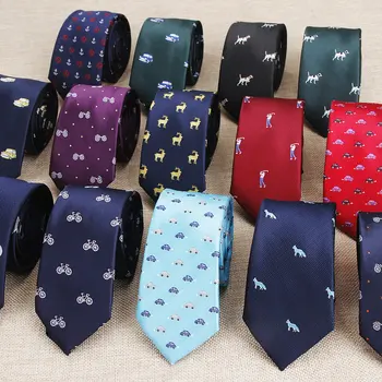 New Design Animal Tie For Men Polyester Woven Tie Bicycle Car Monkey Dog Balloon Jacquard Fashion Wedding Party Gravata Ties 1