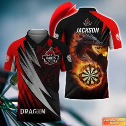 Flame Dartboart Personalized Name Dragon And Darts 3D Printed Men's Polo Shirt Summer Street Unisex Casual Polo shirt WK86