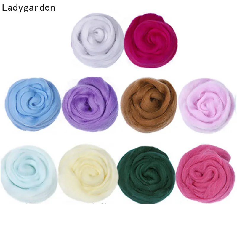 

10 цветов, 100 г, шерсть, волокно, цветок, животные, игрушка, искусственная игла, валяние, спиннинг, материалы для рукоделия, фетр, рождественские наборы для рукоделия