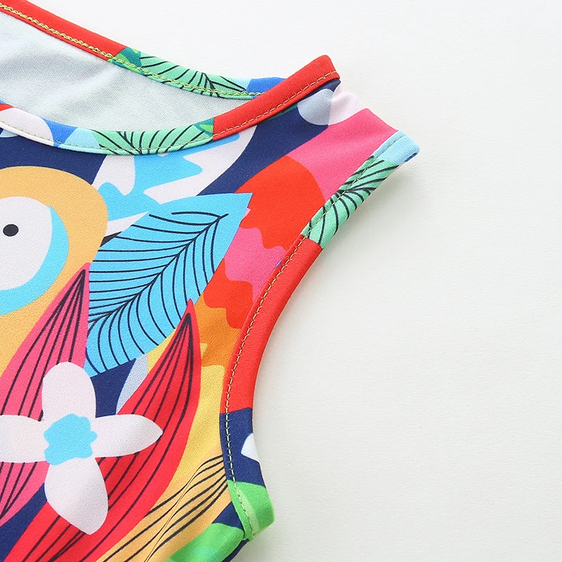 Kids Clothes Baby Girls Children's Clothing 2025 Summer New Sleeves Cartoon Forests Animals Dresses 2-7 Years