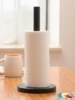 Matte Black Paper Towel Holder Countertop, Kitchen Paper Roll Holder Stand with Weighted Base Heavy for Standard 4