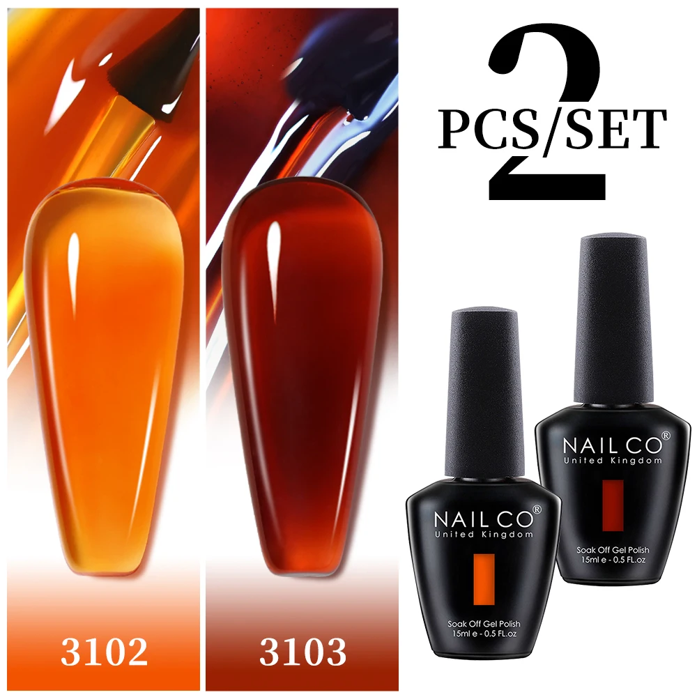 Jelly Color Gel Polish Set - Semi-Transparent Pink & Nude Shades, 15ml