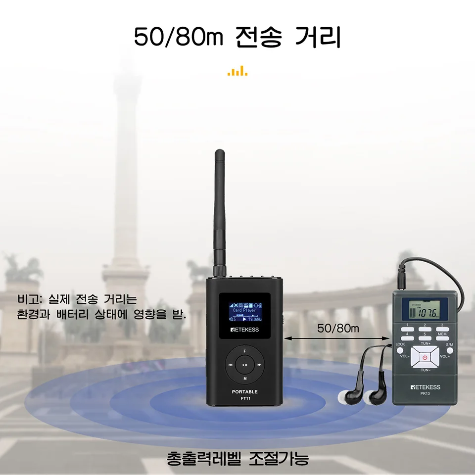 Retekess 무선 투어 가이드 오디오 시스템, FT11 FM 송신기, 100pc PR13 FM 라디오 리시버, 회의 교회 투어 보관 케이스