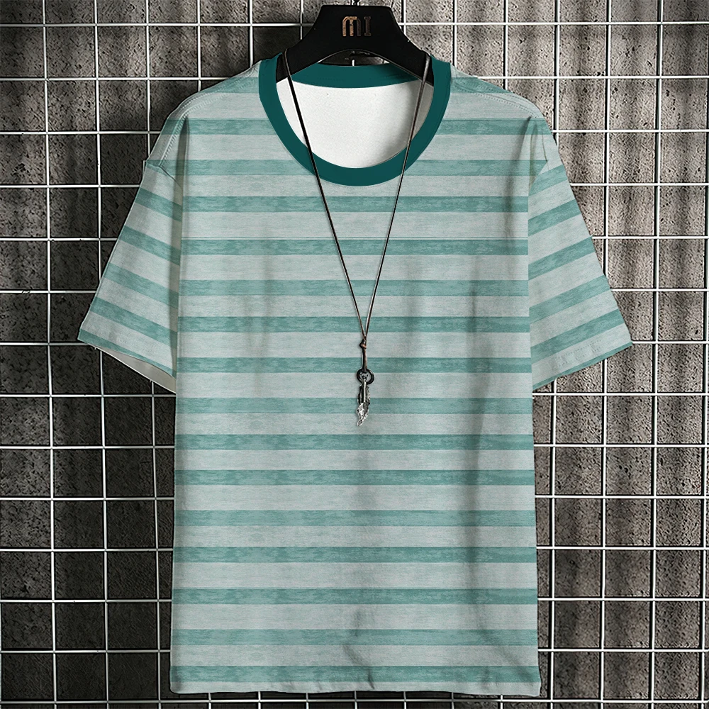 メンズ半袖Tシャツ,ストライプパターン,クラシック,ファッショ