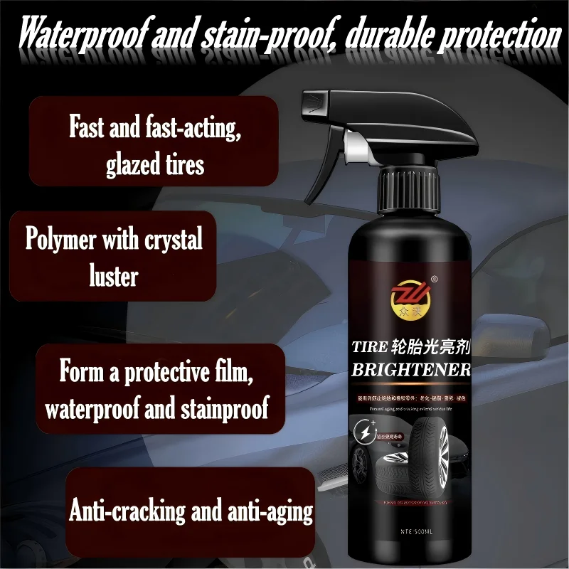Car Tire Wax Tire Polishing Paste 500ml Large Capacity Tire Shine Long-Lasting Shine Anti-Aging Stain-Resistant Water & Oil Repellent All Tires Compatible