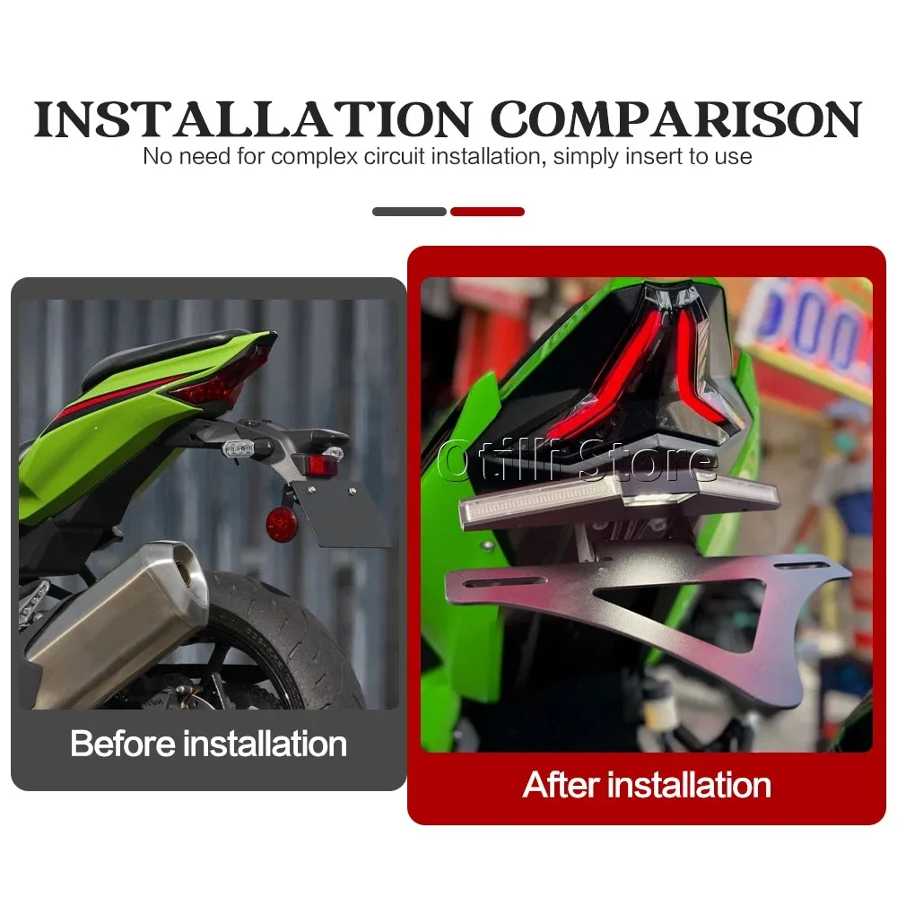 오토바이 통합 LED 방향 지시등 번호판 홀더 쇼트 테일 타이디 브래킷 가와사키 닌자 ZX-4R ZX4R RR ZX25R용