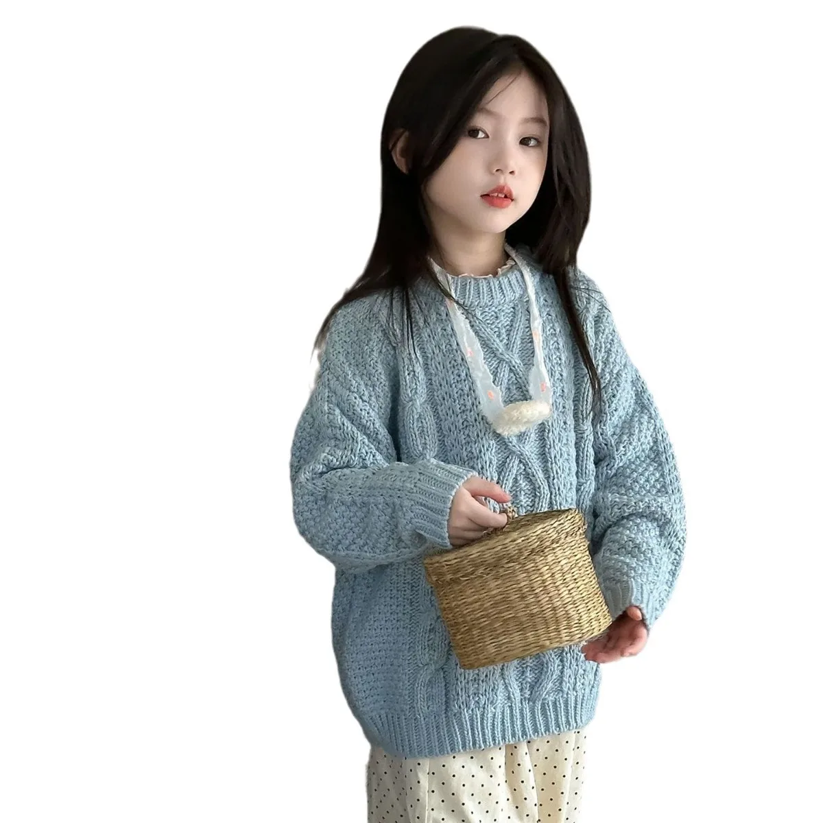 سترة علوية ملابس خارجية ملابس أطفال موضة ملابس أطفال جميلة لخريف بنات كوري جديد محبوك نمط كسول مريح