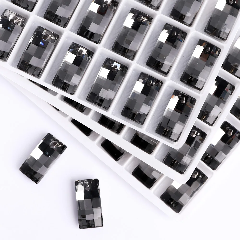 10 x 20 mm rechteckiger Einzelloch-Glas-Strass-Anhänger mit Glitzer, hochwertiger Kristall AB, ausgefallener quaderförmiger Diamant für DIY-Handarbeiten – Detail 15