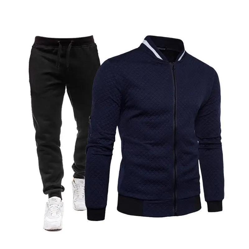 Men's Spring and Autumn Youth Popular Style Fashion Baseball Suit Zipper Stand up Collar Sweater Coat Casual Sports Set