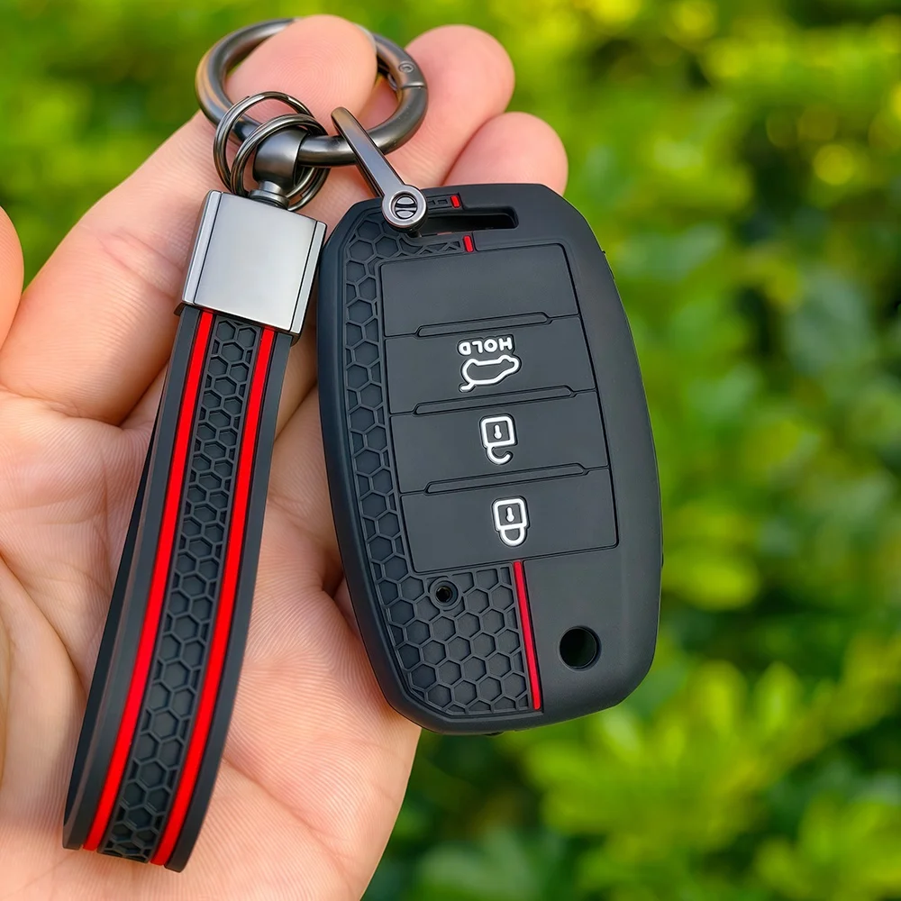 Enhanced Car Key Case - Premium Flip Remote Control Protector Cover for 3-Button Keys