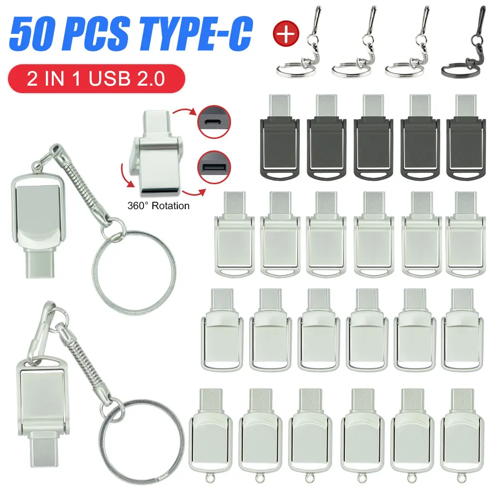 

USB-флеш-накопитель 2 в 1 с двумя портами USB 2,0, 64 ГБ, 50 шт./партия