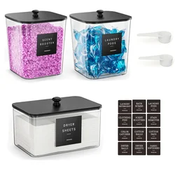 Triple Set Clear Laundry Detergent Storage Containers (As shown 3pcs)