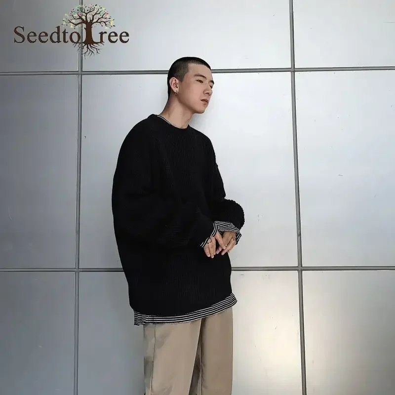 Autumn and Winter Solid Color Casual Sweaters Men's Long Sleeves Round Neck Loose Pullover
