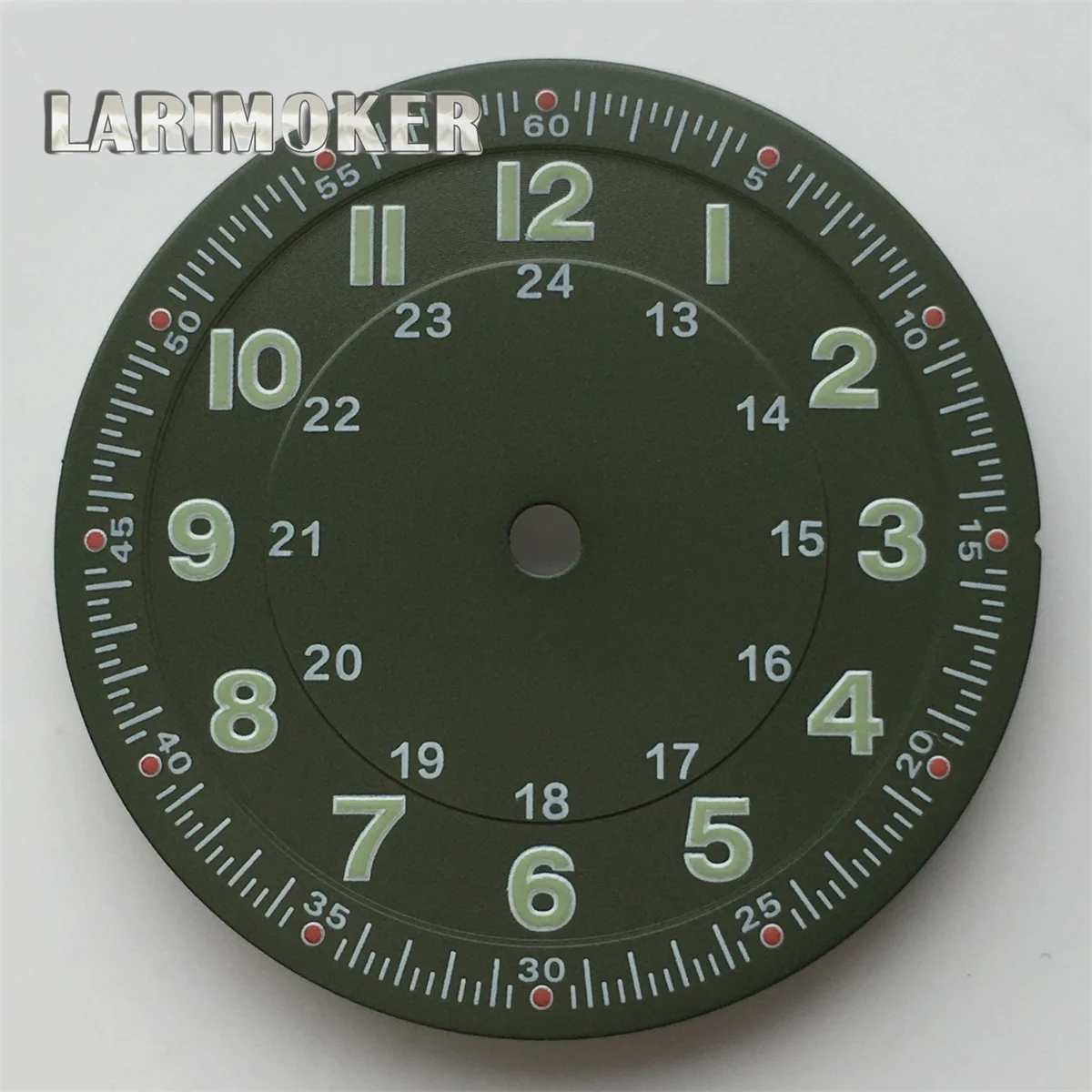 Classic 29mm Pilot Style Watch Dial Face with Arabic Numerals and Hands Set