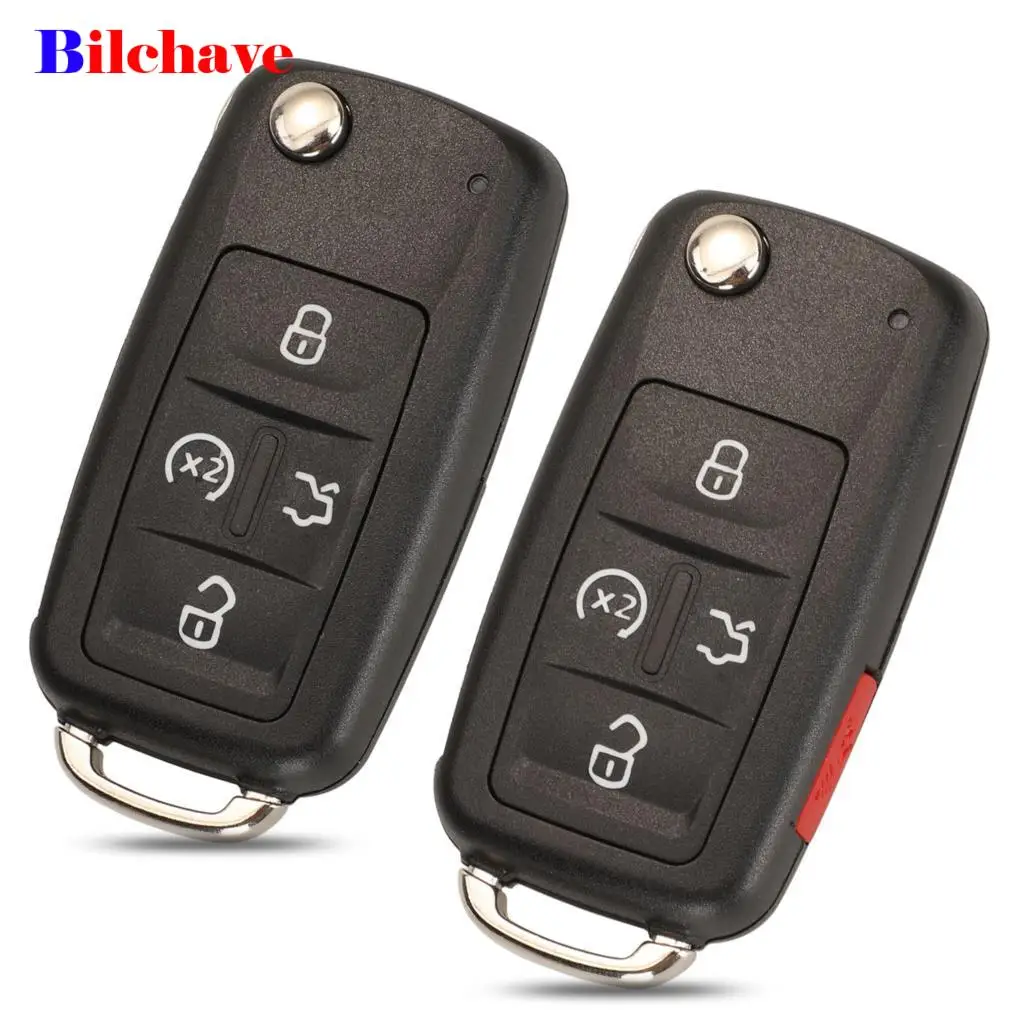 Jingyuqin 4/5 Pulsanti Flip Remote Car Key Shell Case Fob Per Volkswagen Vw Sharan Multivan T5 Caravelle Uncut Blade Sostituzione