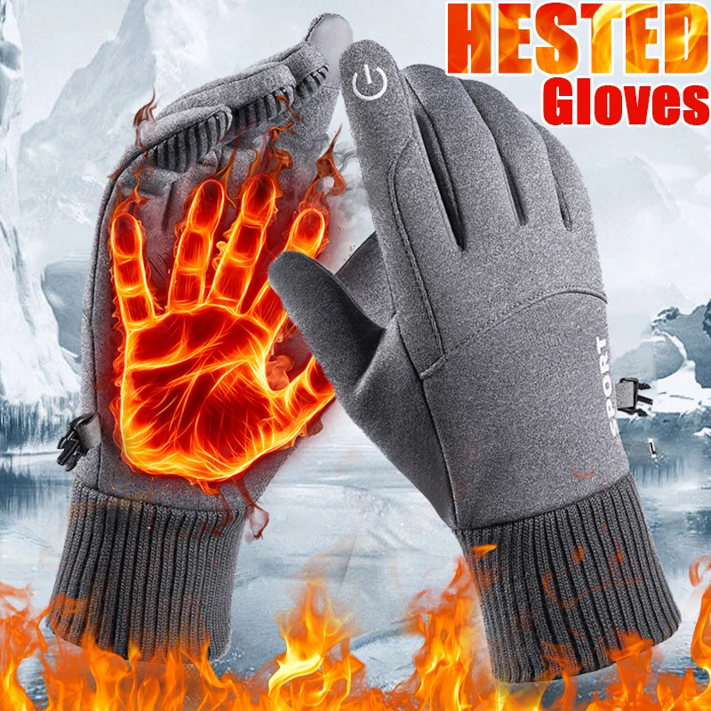 

Outdoor Windproof Gloves Women Men Winter Warm Full Fingers Driving Skiing Glove Non-Slip Touchscreen Plus Velvet Mittens