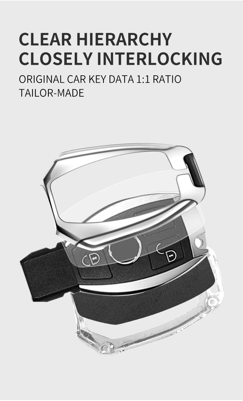 Custodia per chiave A distanza per auto in lega di zinco Shell Fob per Mercedes Benz A B C classe E GLA CLA GLC CLS W204 W221 W205 W176 W212 W463 AMG - S4f8ea598f22a42eaa921f529900238e7Q