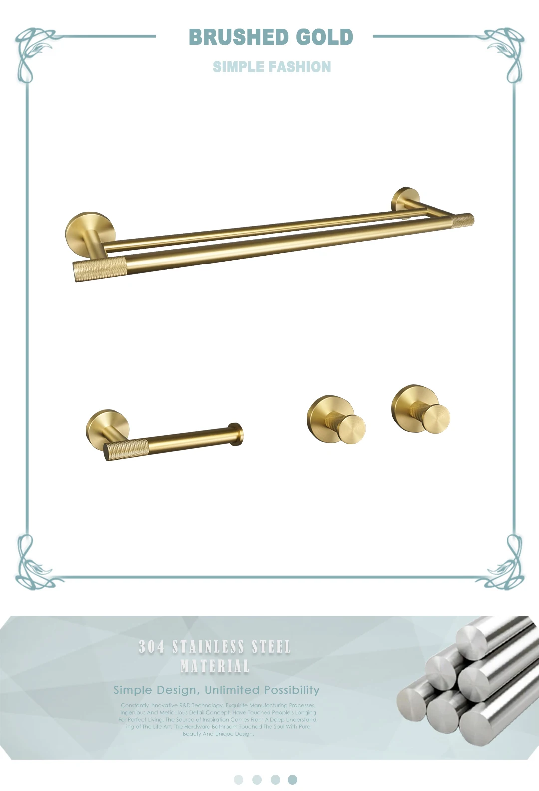 Description Picture 3 of itemGolden Towel Rack Towel Bar Ring Brushed Gold Hardware Set Robe Coat Hook Toilet Tissue Paper Holder Bathroom Accessories Kit