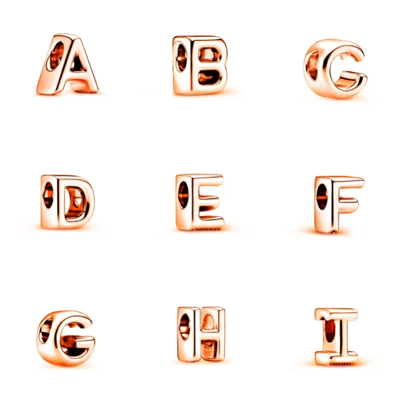 

Rose Gold Luxury 26 Letter A-Z Random Combination Charm Beads String Decoration Accessories For Pandora Jewelry Festival Gifts