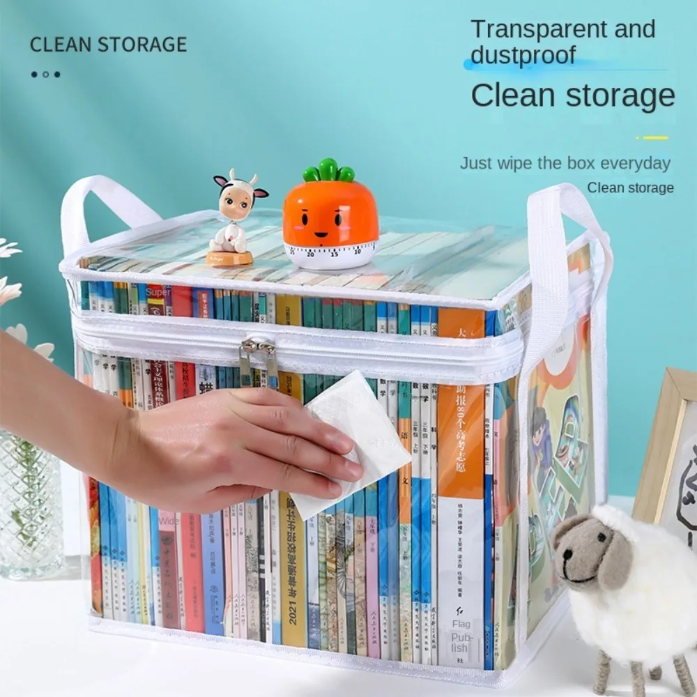 Foldable book box student dormitory classroom book organizer transparent waterproof household organizing storage box